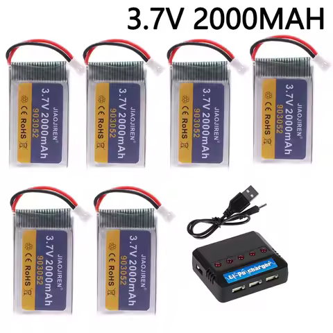 903052 3.7V 2000mAh Lipo Battery and charger for Syma X5 X5C X5SW X5SC X5S X5SC-1 M18 H5P RC Quadcop