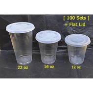 12oz, 16oz, 22oz PP Cup with “Dome Lid” or “Flat Lid ”/ Disposable Plastic Cup [100sets]
