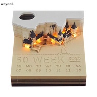 [woyao1] Desk Calendar With LED Lights 2025 Calendar Pad Creative Desk Calendar DIY Notes Notepad 3D