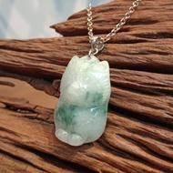 玉墜 簡潔古典系列-富貴靈犬 花青種緬甸玉