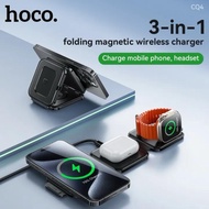 Hoco CQ4 3 in 1 folding Magnetic Wireless Fast Charger for iPhone 15/14/13/12 Series,Apple Watch Ult