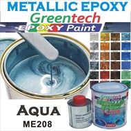 ME208 AQUA ( Metallic Epoxy Paint ) 1L METALLIC EPOXY FLOOR PAINT COATING Tiles &amp; Floor Paint / 1L MATALIC EPOXY Greente