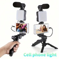 3-in-1 ขาตั้งมือถือและขาตั้งโทรศัพท์แบบพกพาพร้อมแสงเติม - ขาตั้งแบบบาง สำหรับสตรีมมิ่งสดบน, วีดีโอเซ