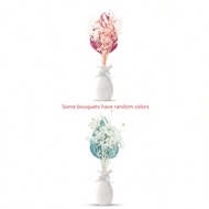 Dried Flowers Pink White/ Blue White/ Primary Colour/Golden Glitter Palm Fan Cake Toppers Natural Pa