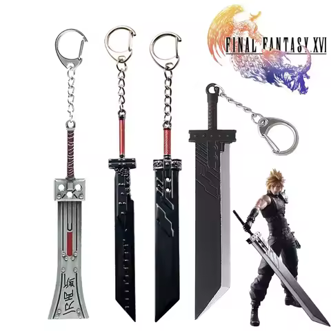 Game Final Fantasy 7 Cloud Buster Sword Keychain Remake Sword Zack Fair Weapon Metal Pendant Key Cha