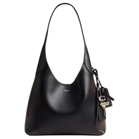 COACH Brooklyn Leather Hobo Bag Shoulder Bag Medium Women's Black & Brown CBH44-LHPMZ