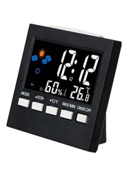 1個可愛的小型lcd數字鬧鐘,體積小巧,可讀取時間、日期、溫度、濕度和12/24h日曆,帶有警報鬧鐘、燈光控制等功能,用於家居臥室辦公旅行等,電池操作(不包括電池)