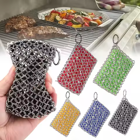 Cast Iron Scrubber Skillet Chainmail Scrubber for Cast Iron Pan Chain Mail Scrubber Cast Iron Sponge