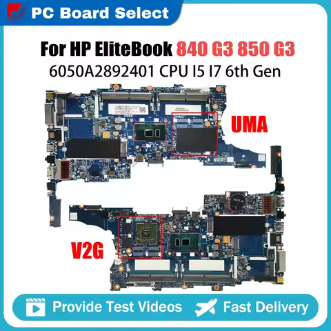 For HP Elitebook 840 G3 850 Laptop Motherboard 6050A2892401 i5 i7 6th Gen 903741-601 918315-601 9175