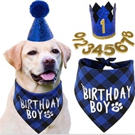 Hot Selling Pet Plaid Bandana Bib Dog Birthday Bandana Bib Pet Birthday Hat