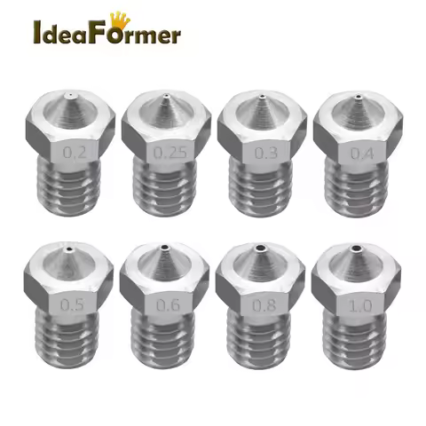 E3D V6 Nozzle Stainless Steel 0.2/0.25/0.3/0.4/0.5/0.6/0.8/1.0 mm M6 thread 1.75/3.00 MM Nozzle for 
