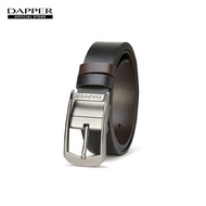 DAPPER เข็มขัดหนังแท้ Classic Pin Buckle แบบใส่ได้ 2 ด้าน สีดำ