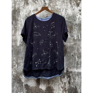 short sleeve t-shirt with charcoal blue embroidery frs T6002