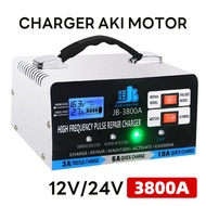 3800A Car Battery Charger Pengisi Daya Aki Mobil 12 / 24V Tugas Berat Pengisian Cepat epenuhnya Otomatis Identifikasi