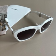 Chanel 白色折疊墨鏡 銀色水鑽 6055-B