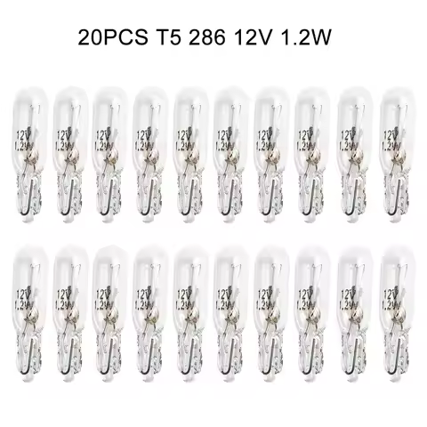 20Pcs T5 286 Car Dashboard Light Bulb Instrument Panel Bulb 12V 1.2W Auto Instrument Light Wedge Gau
