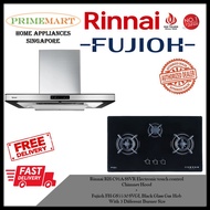 Rinnai RH-C91A-SSVR Chimney Hood + Fujioh FH-GS5530 SVGL Black Glass Gas Hob BUNDLE DEAL - FREE DELI