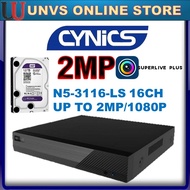 CYNICS N5-3116-LS 1080P / 2MP 16CH 16channel+2ch AHD/ TVI Stand Alone Hybrid DVR (FREE P2P phone onl