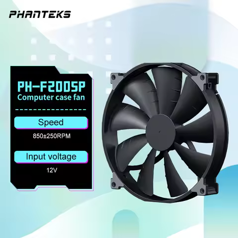 PHANTEKS F200SP Black High Air Volume Computer Case Fan 200mm 4Pin PWM Quiet Cooling Fan FDB Hydraul