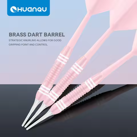 Huanqu 3-Piece Pink Brass Dart Set with Dart Storage Box, Includes Extra Dart Accessories, Perfect G