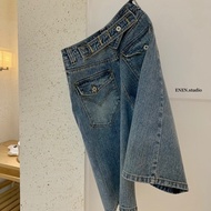 Women's jeans 【EN.EN】 W10789 wide leg with asymmetrical waistband, loose shape