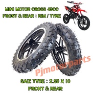 47CC 49CC 2.50 X 10 FRONT REAR RIM TYRE TAYAR MINI DIRT POCKET BIKE MOTOCYCLE MINI SCRAMBLER MOTOR C