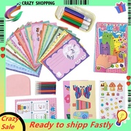 Kids Paint Kit Squeegee Art DIY Rainbow Dot Color Scratch Crafting Handmade Graffiti Paper Set