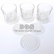 DOS 6bh Tatakan alas gelas bahan kaca beling bisa multifungsi tutup dan tempat sambal