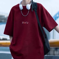 2024 new short-sleeved loose-fitting printed t-shirt mens ins hip-hop round-necked combed cotton t-s