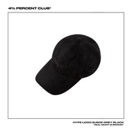 4PERCENT 4% HYPE LOGO SUEDE BLACK CAP / 特殊款全黑麂皮帽