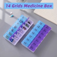 14 Grids Weekly Pill Case Medicine Kotak Ubat Dispenser Pill Supplement Box Splitter Medicine Box AM