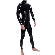 【Conbo shop】 Sexy Black Coverall Bodysuit Latex Rubber Catsuit For Men and Women Unisex Latex Suit B