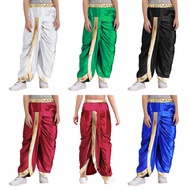 inhzoy Kids Boys Indian Traditional Trousers Festival Party Costume Metallic Trim Elastic Waistband 