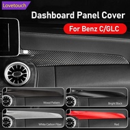 LOVETOUCH 2Pcs Car Carbon Fiber Texture Central Console Dashboard Panel Protective Cover Trim For Me