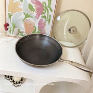 ZWILLING316 Non-stick non-stick wok Double-sided honeycomb frying pan keluli tahan karat deep wok Ki