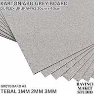 BRL (Grey) Karton Abu Bahan Maket 1mm 2mm 3mm A3 30cm x 40cm - Grey Board Carton Duplex Kertas Duple