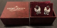 很美很老的古董Georg Jensen 喬治傑生純銀# 108 石榴石耳環