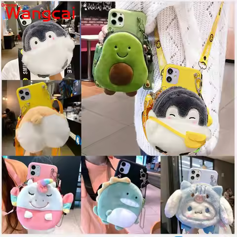 Cute Plush Fur unicorn Dinosaur Wallet Bag for Samsung Galaxy A01 M01 Core A71 A51 M31 A21S Case Avo