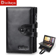 DICIHAYA 100% Genuine Leather Wallet Men Brand Purses for Men Black Brown Bifold Wallet RFID Blocking Wallets With Zipper Bag
