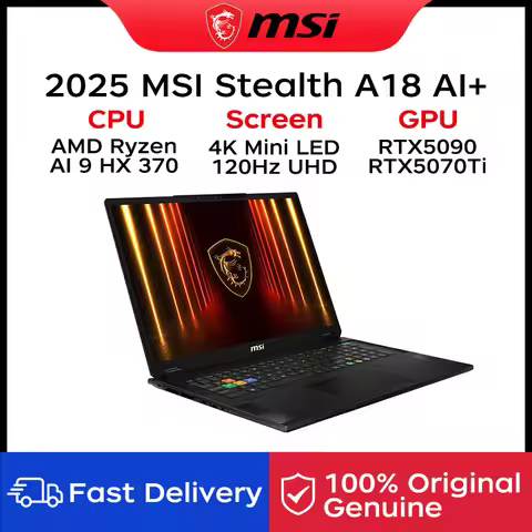 2025 MSI Stealth A18 AI Gaming Laptop 18 Inch MiniLED 4K UHD 120Hz Screen Netbook AMD Ryzen AI 9 HX3