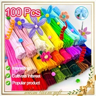 100Pcs DIY Multicolour Fuzzy Wire Bouquet Material Twisted Stick Craft Flower Children Handmade Toy