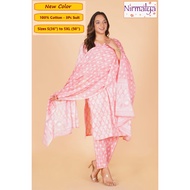 S-5XL - [New Designs] Readymade Cotton Punjabi Suit - Nirmalya Hand Printed 3Pc Set