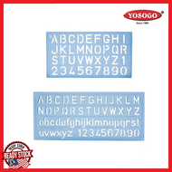 [super stationery] YOSOGO Papan Stensil Abjad dan Nombor – Plat Huruf & Nombor Telus (Saiz: 10mm / 2