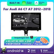 Android 14 Carplay Car Multimea Player For Au A6 C7 A7 2012~2018 Touch Screen 4G Music Stereo GPS Na