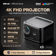 【2025 NEW】Mirval X5 Projector 4K 21000 Lumens Auto-Focus 1080P Android OS WiFi6 Wireless Miracast Ai