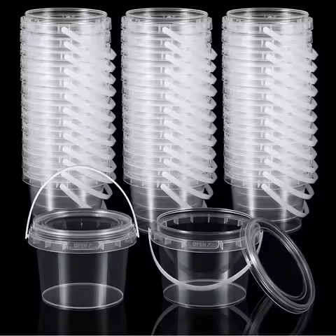 Slime Containers Empty Slime Buckets with Water-Tight Lids and Handle,Plastic Storage Jars Mini Stor