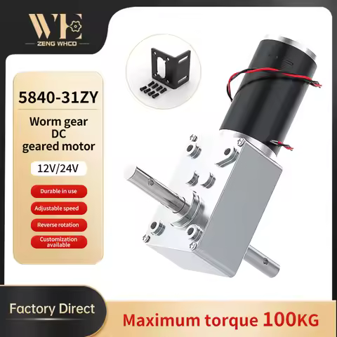 5840-31ZY Worm Gear Double Long Shaft DC Micro Motor, 12V~24V, 100KG. Reversible DC brushed motor wi