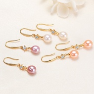 Rice shaped pearl freshwater pearl earrings