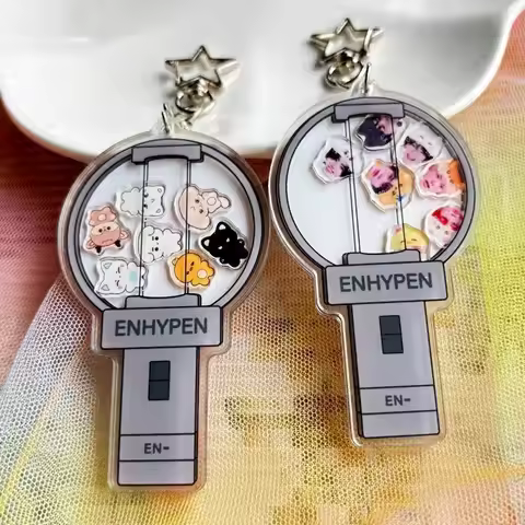 Kawaii Enhypen Lightstick Keychain Pendent Acrylic Shaker Bag Charm Sweet Cute Concert Merch Ornamen