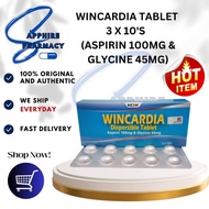 WINCARDIA DISPERSIBLE TABLET 3 X 10'S (ASPIRIN 100MG & GLYCINE 45MG)